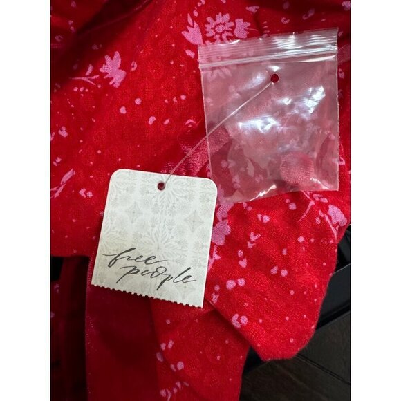 FREE PEOPLE Bell Sleeve Floral Mini Peasant Dress Size large new - Picture 7 of 8